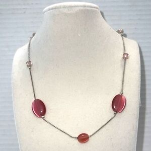 Elegant Pink‎ and Silver Necklace